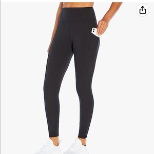 Marika Women's High Rise Tummy Control Leggings w/ 2 side pockets. Black XL